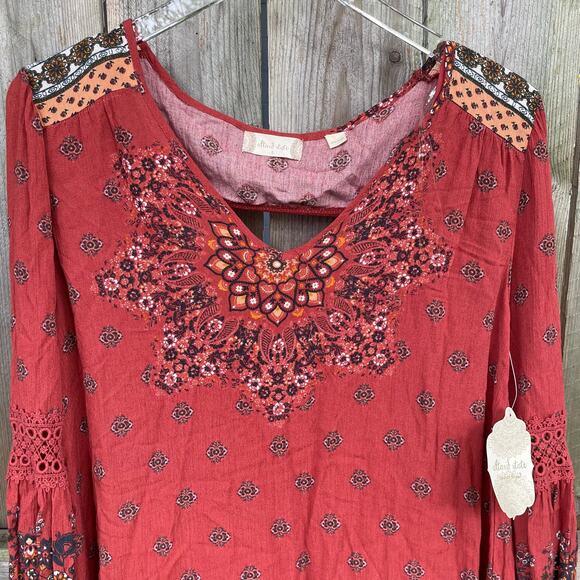 Altar’d State Dress Mini Boho Orange NWT Small Baby Doll Keyhole back - Picture 3 of 11